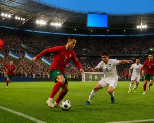 Portekiz ve Özbekistan futbol takımları Dünya Kupası maçında sahada mücadele ediyor.